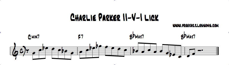 pour - I 2. TECHNIQUES et MUSIQUES pour guitares 6, 7 et 8 cordes, IMPRO etc. Charlie-parker-II-V-I-lick1