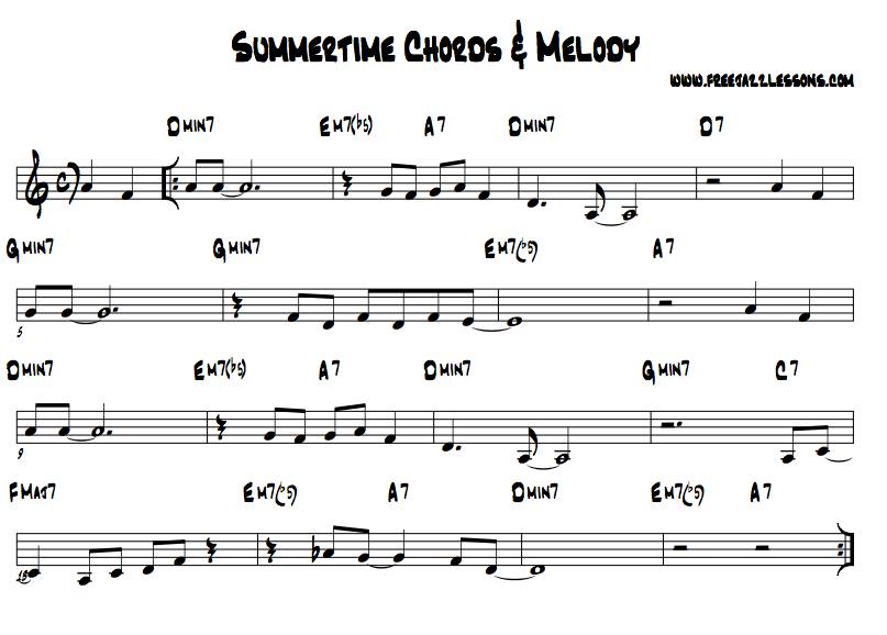 summertime chord chart lead sheet