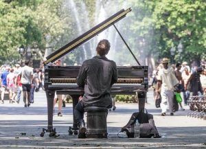 jazz player in middle of central park